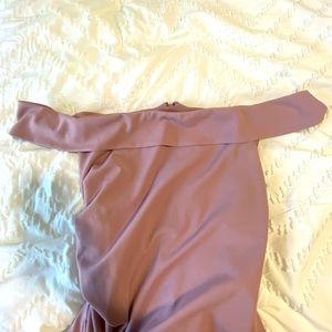 David’s bridal off the shoulder stretch crepe ruched dress size 20 dusty rose.